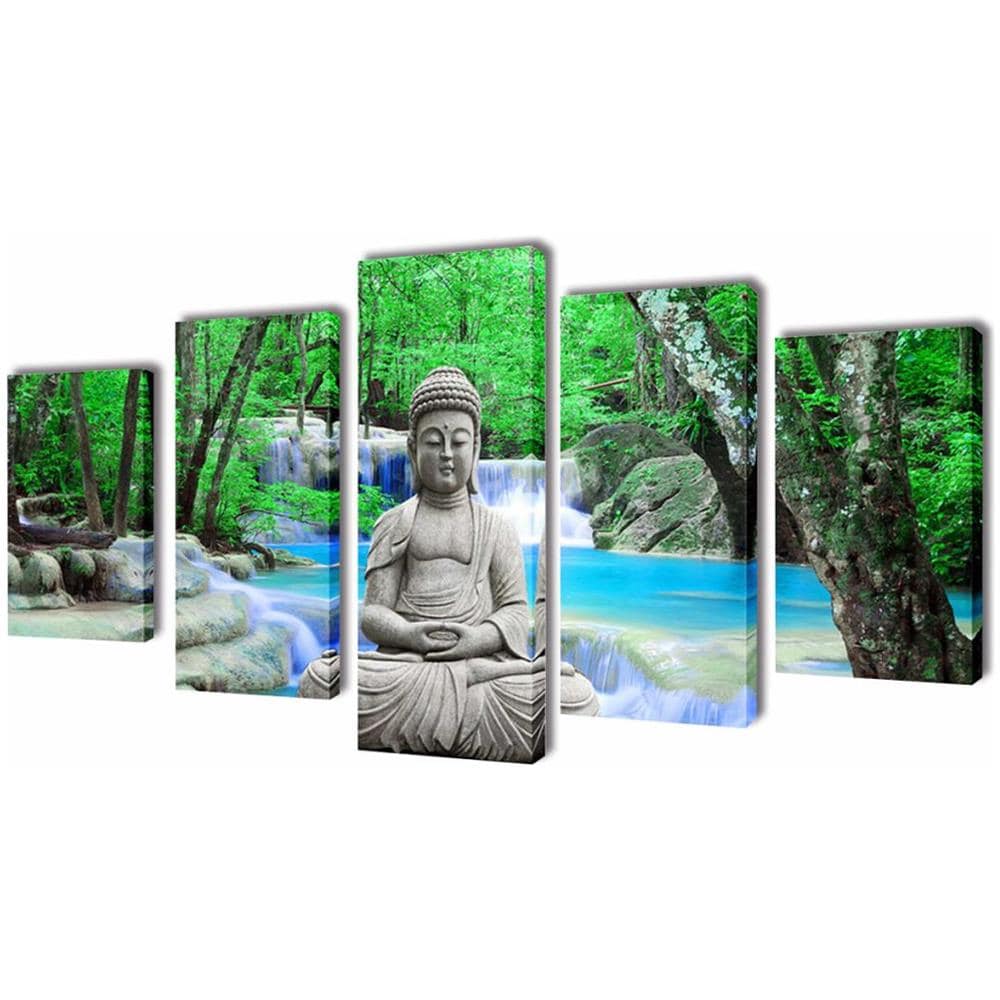 5 Pz Set Stampa Su Tela Da Muro Buddha 200 X 100 Cm - Foto 1