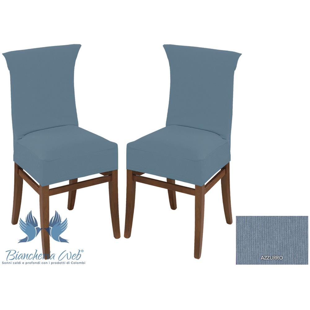 Coppia Coprisedia Con Schienale New York In Tinta Unita L.T Coprisedia Alta Azzurro - Foto 1