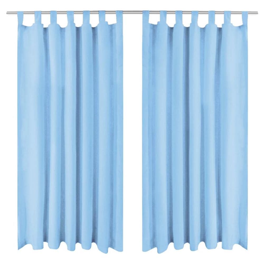 2 Pz Tende In Micro Raso Con Passanti 140x175 Cm Turchesi - Foto 1
