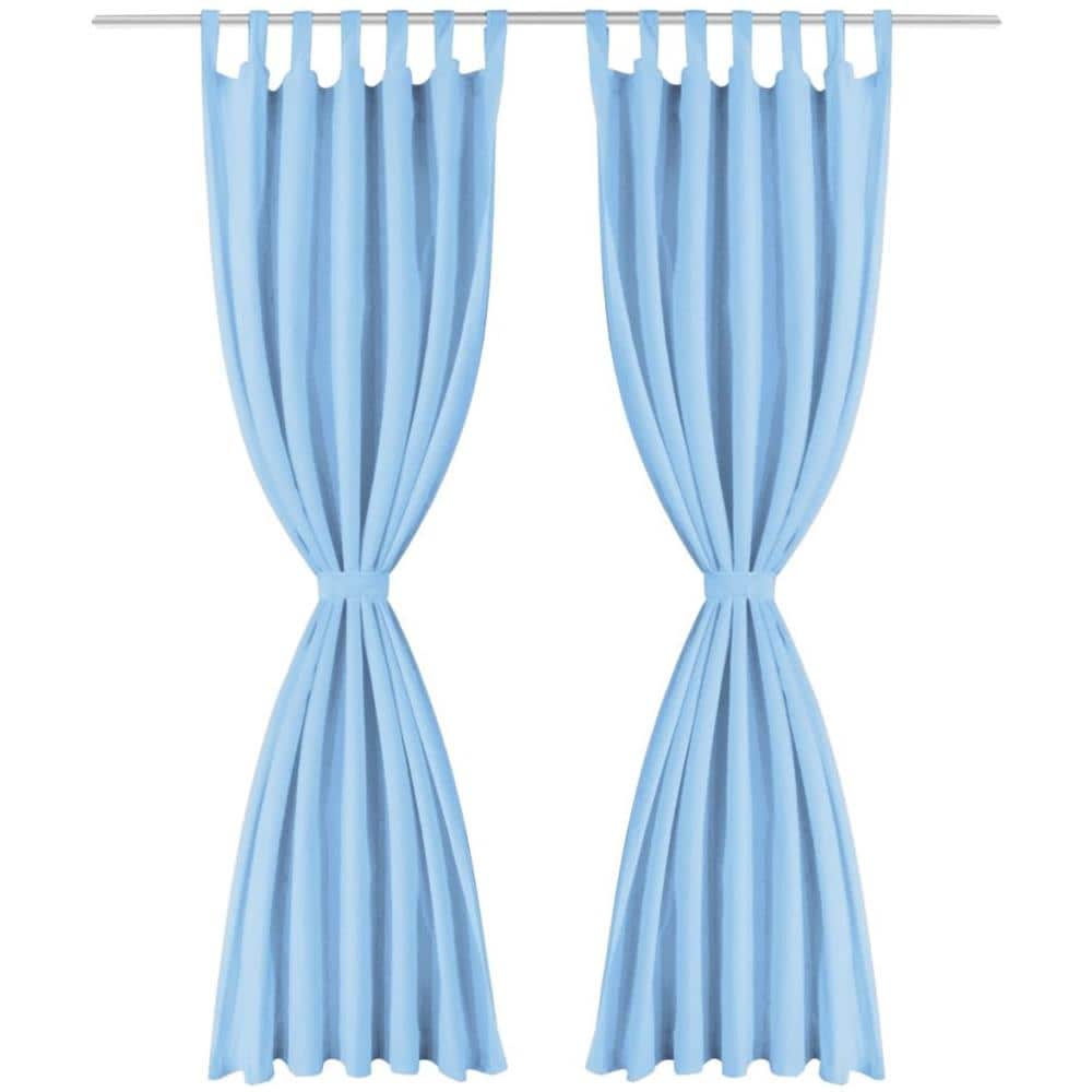 2 Pz Tende In Micro Raso Con Passanti 140x175 Cm Turchesi - Foto 2