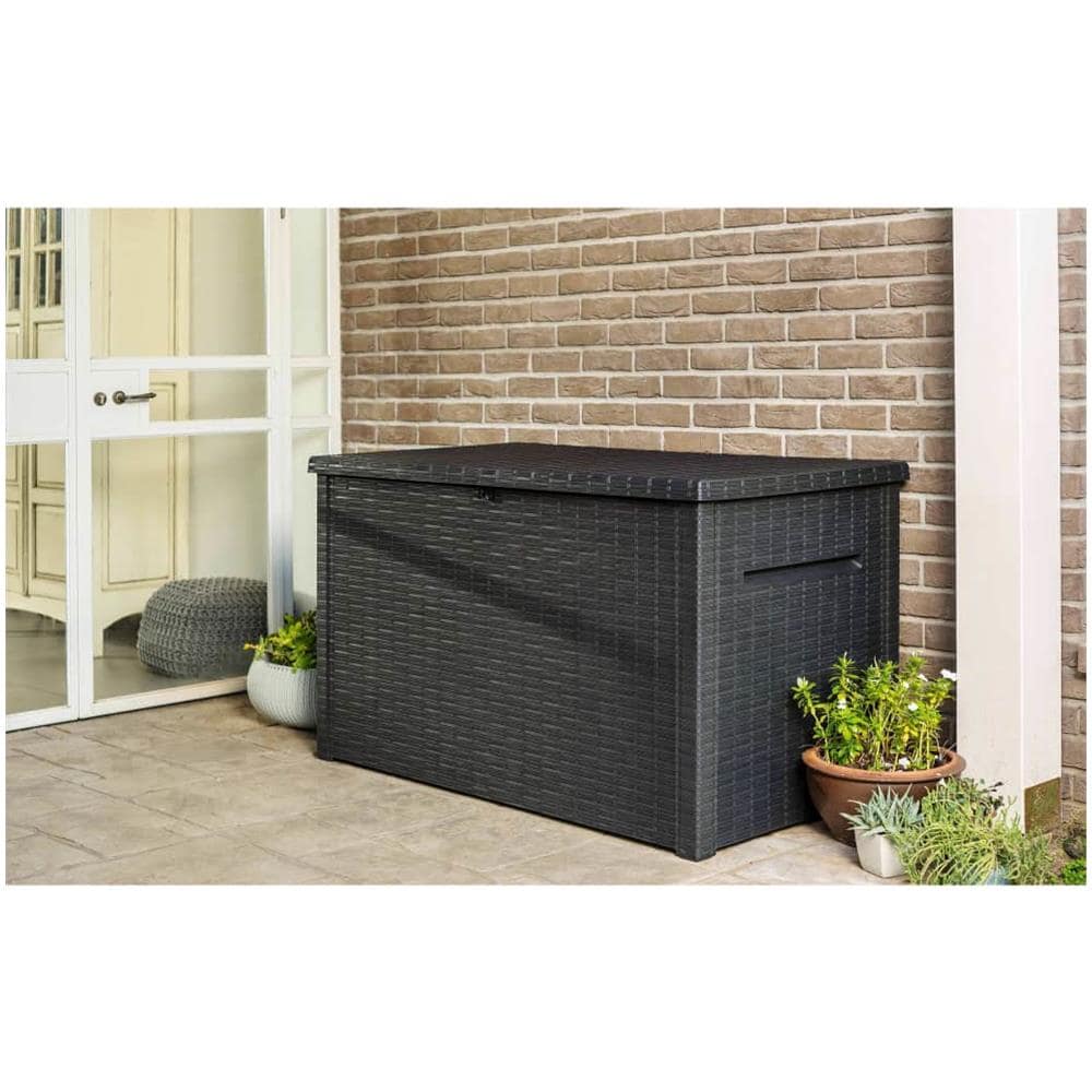 Cassapanca Da Esterno Java 870 L Antracite Aspetto Rattan 236942 - Foto 7