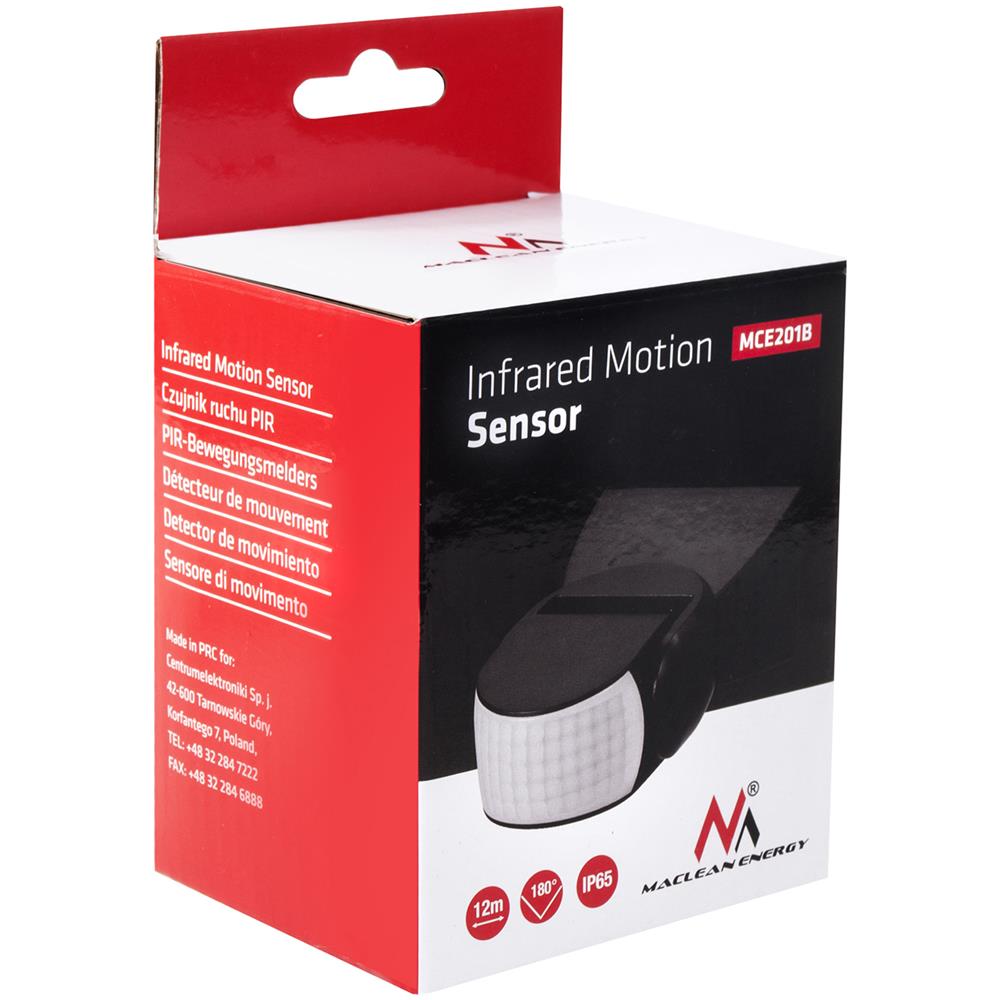 Rilevatore Di Movimento A Infrarossi Pir Moderno Energy Mce201b Gamma 12m Nero Ip65 - Foto 2