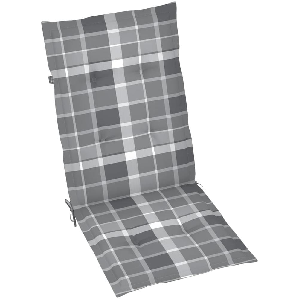 Cuscini Per Sedie Da Giardino 4 Pz Grigi A Quadri 120x50x4 Cm - Foto 2