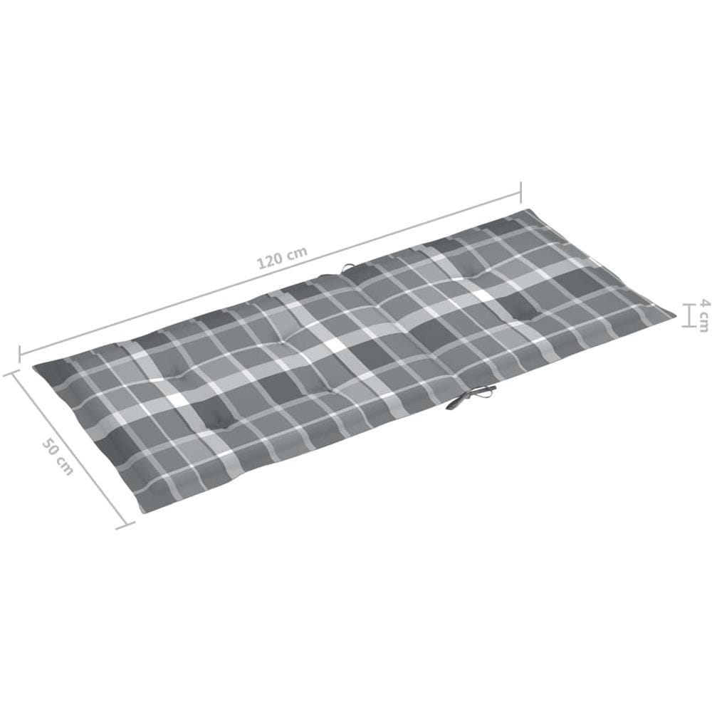 Cuscini Per Sedie Da Giardino 4 Pz Grigi A Quadri 120x50x4 Cm - Foto 9