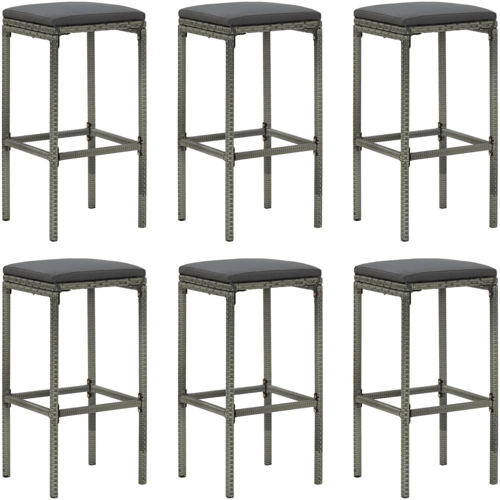 Set Bar Da Giardino 8 Pz Con Cuscini In Polyrattan Grigio - Foto 4