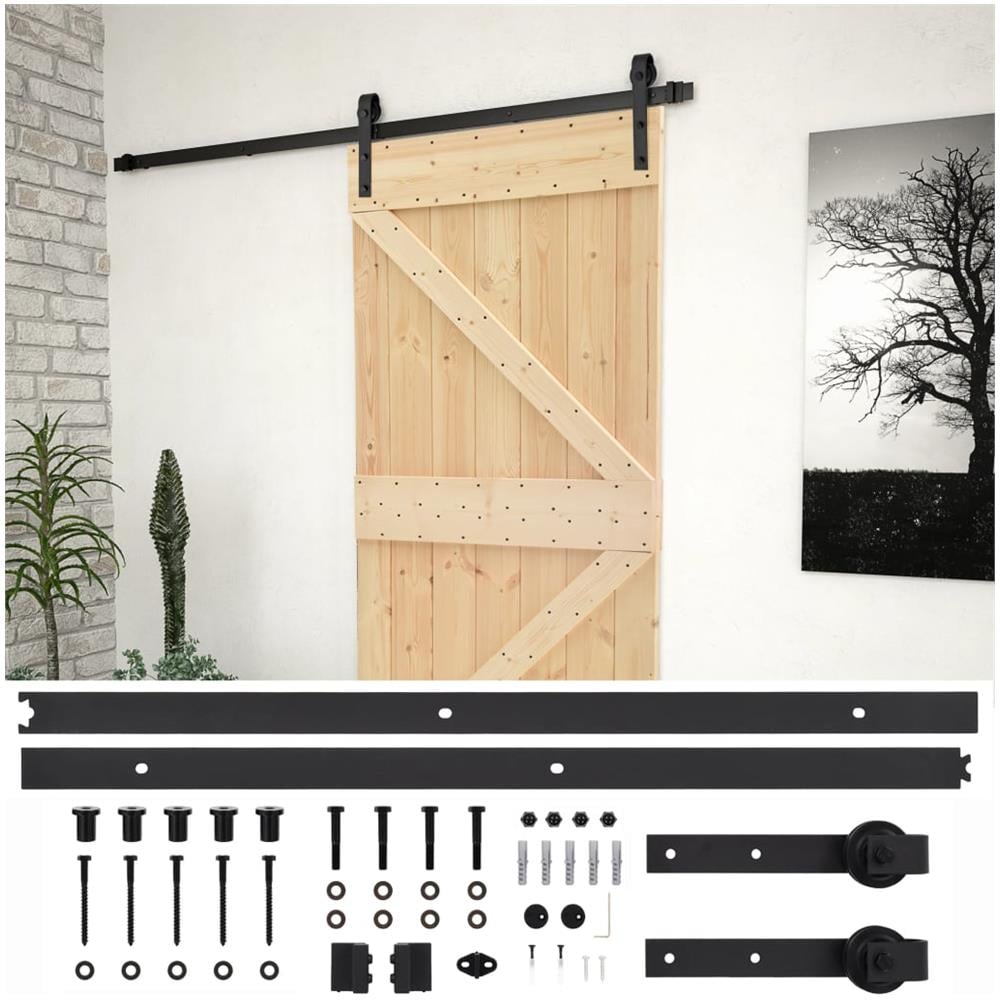 Porta Scorrevole In Legno Di Pino 100x210 Cm - Con Kit Hardware, Perfetta Per Interni Ed Esterni - Foto 6