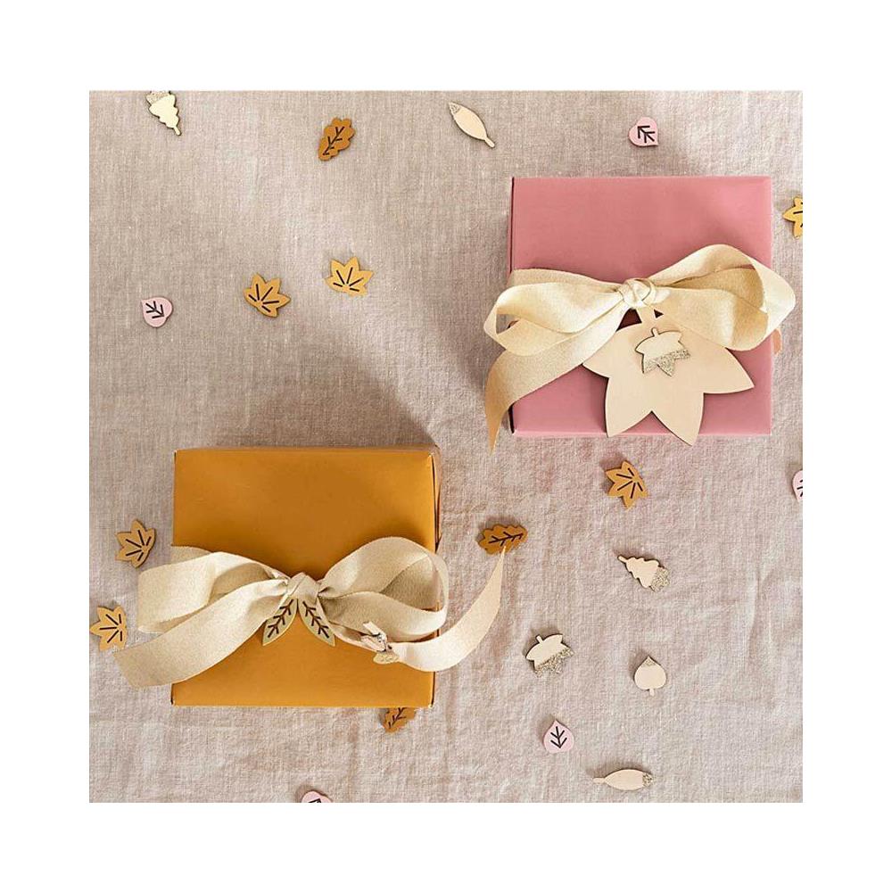 48 Sagome In Legno Con Foglie Glitterate Dorate - Foto 2