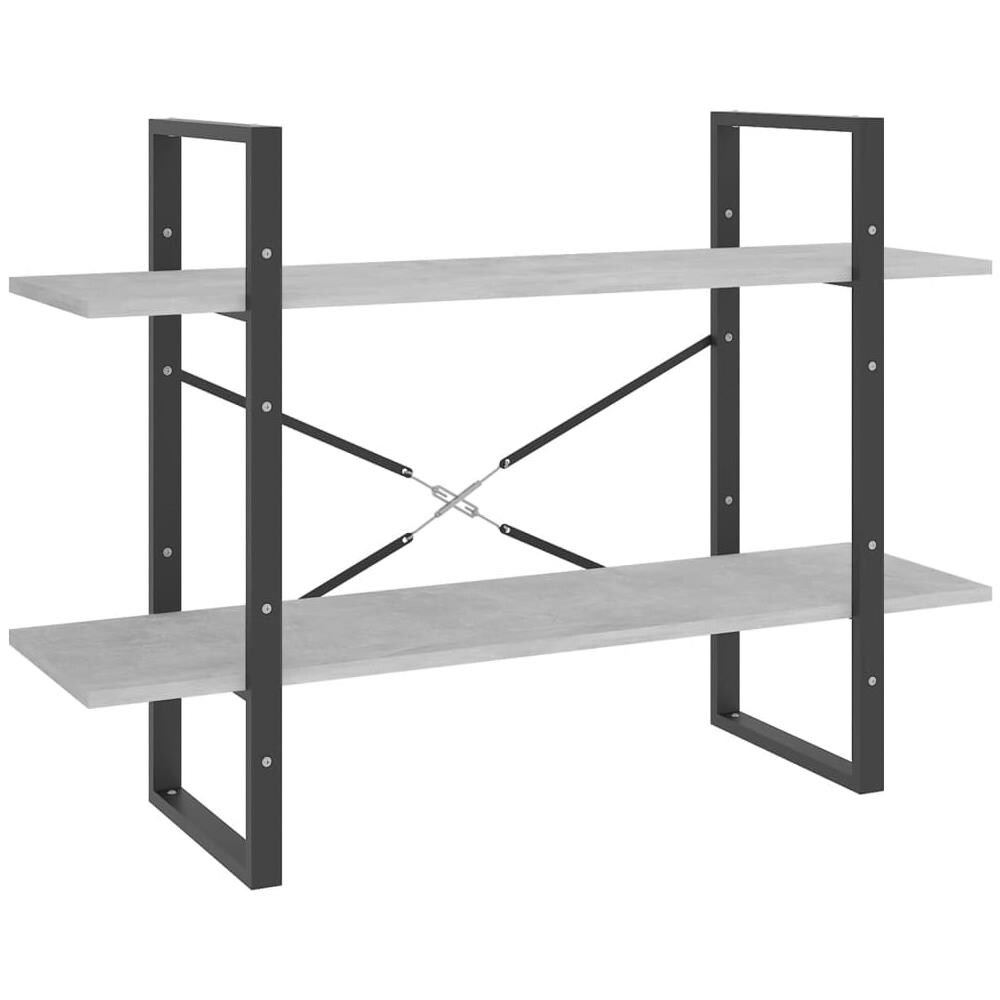 Libreria 2 Ripiani Grigio Cemento 100x30x70cm Legno Multistrato - Foto 1