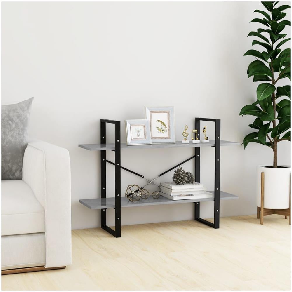 Libreria 2 Ripiani Grigio Cemento 100x30x70cm Legno Multistrato - Foto 6