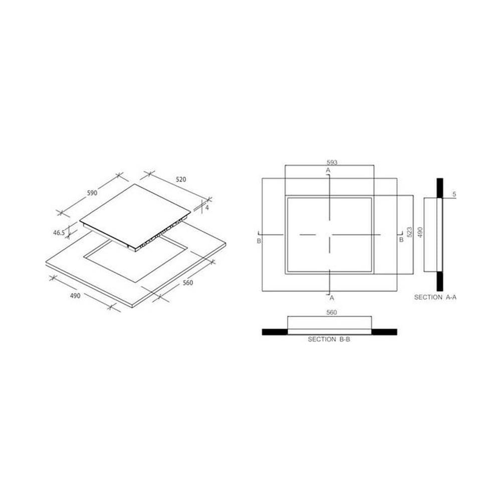 Piano Cottura In Vetroceramica 59cm 4 Fuochi 6500w Nero - Rh64dbcp/2 - Foto 2