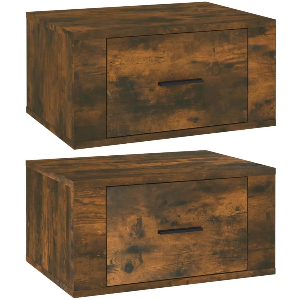 Comodini A Muro 2 Pz Rovere Fumo 50x36x25 Cm - Foto 2