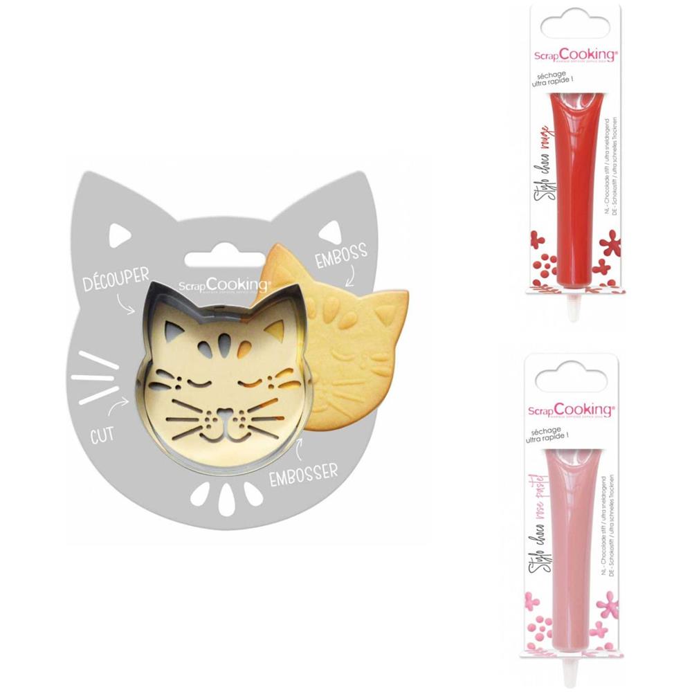 Kit Biscotti Di Soccorso Per Gatti + 2 Penne Di Cioccolato Rosso E Rosa Pastello - Foto 1