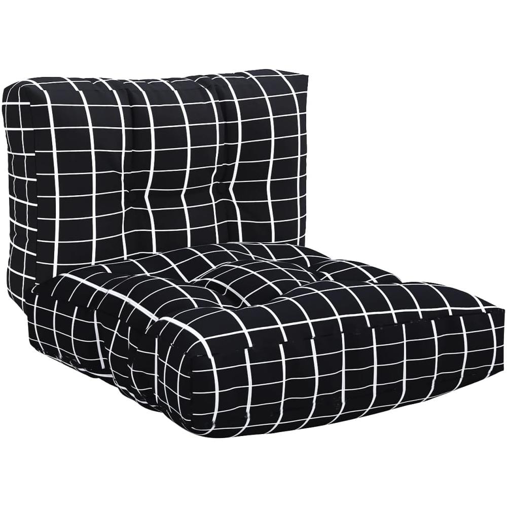 Cuscini Per Divani In Pallet 2 Pz Neri Motivo A Quadri Tessuto - Foto 2