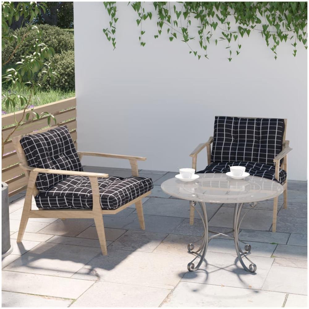 Cuscini Per Divani In Pallet 2 Pz Neri Motivo A Quadri Tessuto - Foto 1