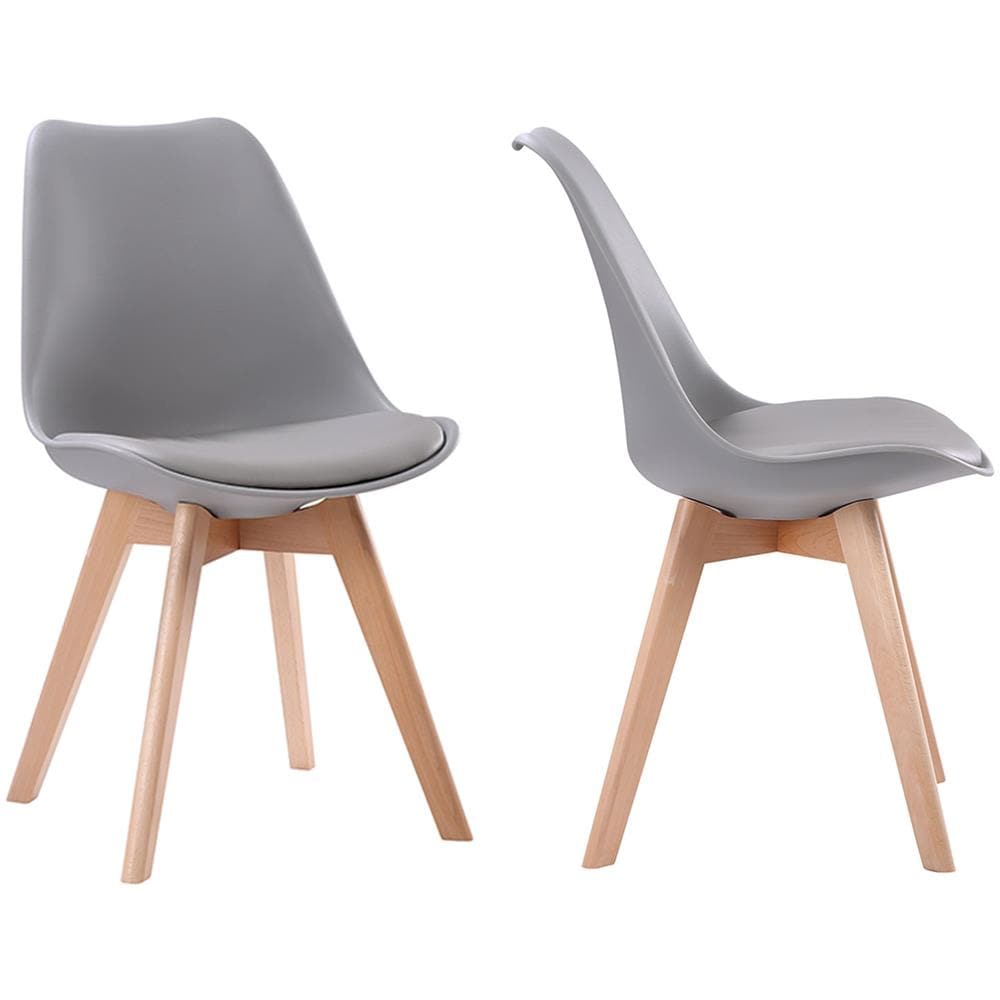 Set Di 2 Sedie Scandinave Grigie Nora Con Cuscino - Foto 2