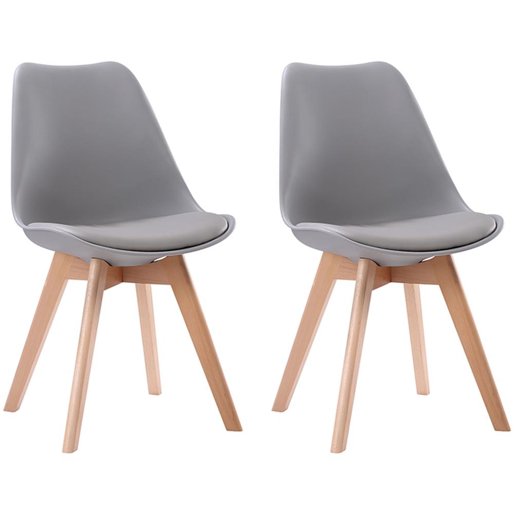Set Di 2 Sedie Scandinave Grigie Nora Con Cuscino - Foto 1