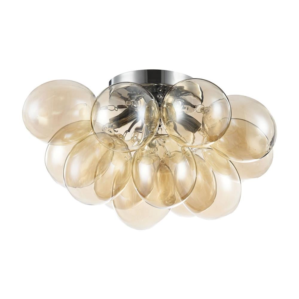 Plafoniera Contemporanea Baldo Metallo Nichel 4 Luci Diffusori Cognac - Foto 1