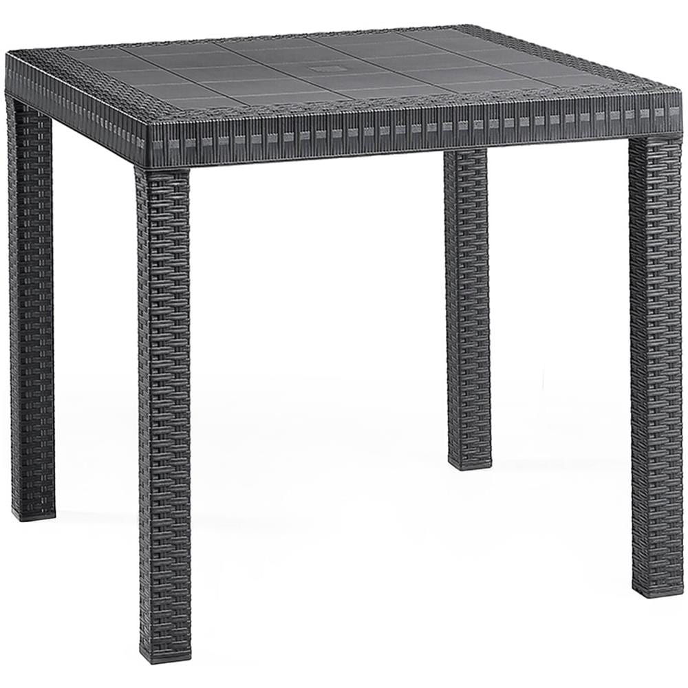 Tavolo Da Esterno Marte, Tavolo Quadrato Fisso, Tavolo Da Giardino Multiuso Effetto Rattan, 100% Made In Italy, 80x80h74 Cm, Antracite - Foto 2