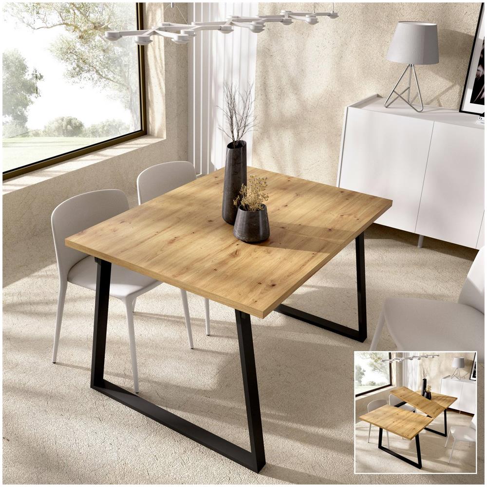 Tavolo Allungabile Canale, Consolle Da Pranzo Multiuso, Tavolo Rettangolare Da Cucina O Sala Da Pranzo, 160x90h75 Cm, Rovere Nodi - Foto 4