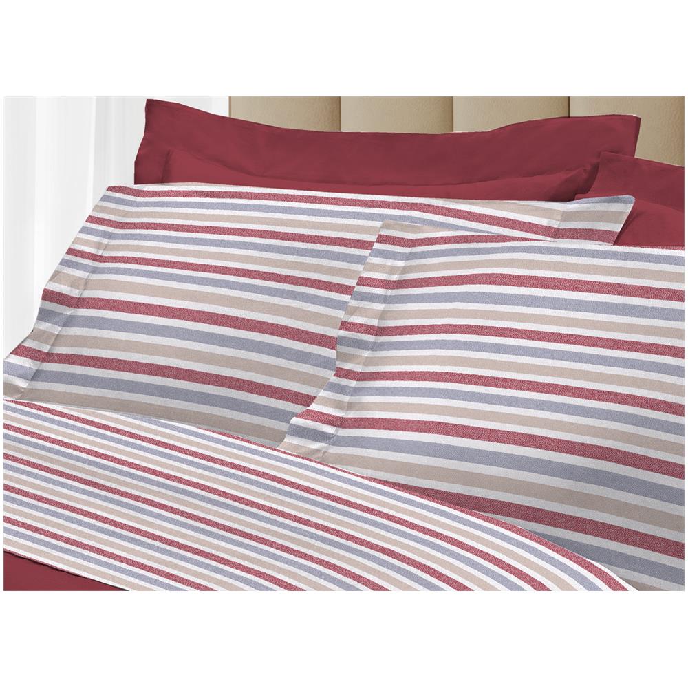 Completo Lenzuola Letto 100% Cotone Italy 3027 Disegno Riga Singolo Rosso - Foto 5