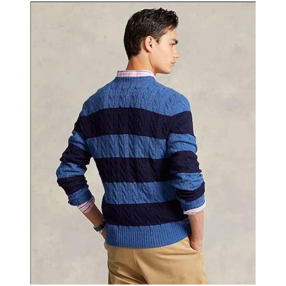 Pullover Ralph Lauren Uomo Trecce Motivo A Righe Tg S - Foto 2