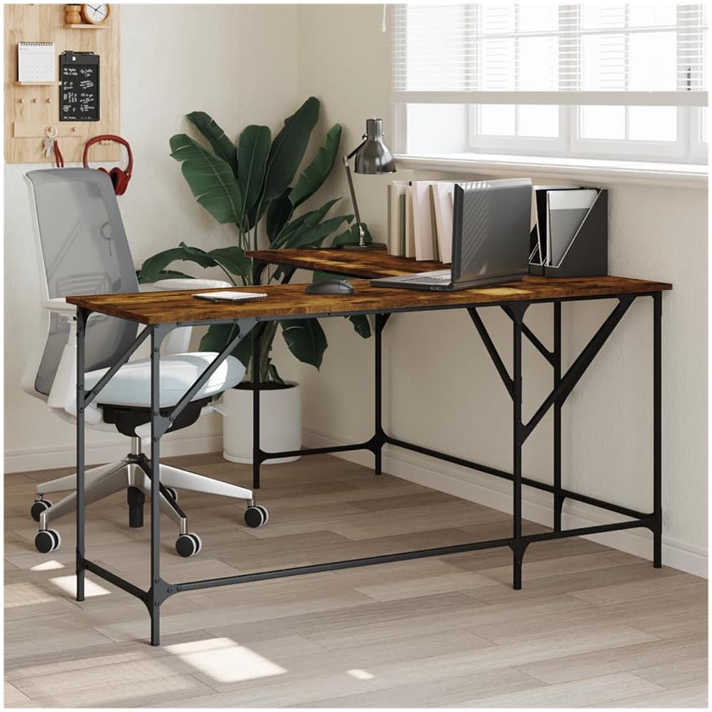 Scrivania Rovere Fumo 149x149x75 Cm In Legno Multistrato - Foto 1