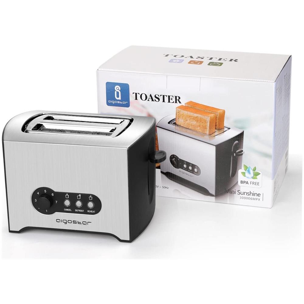 Tostapane a 2 Fette 6 Gradi di Doratura Potenza 900 W Colore Bianco / Nero - Foto 2