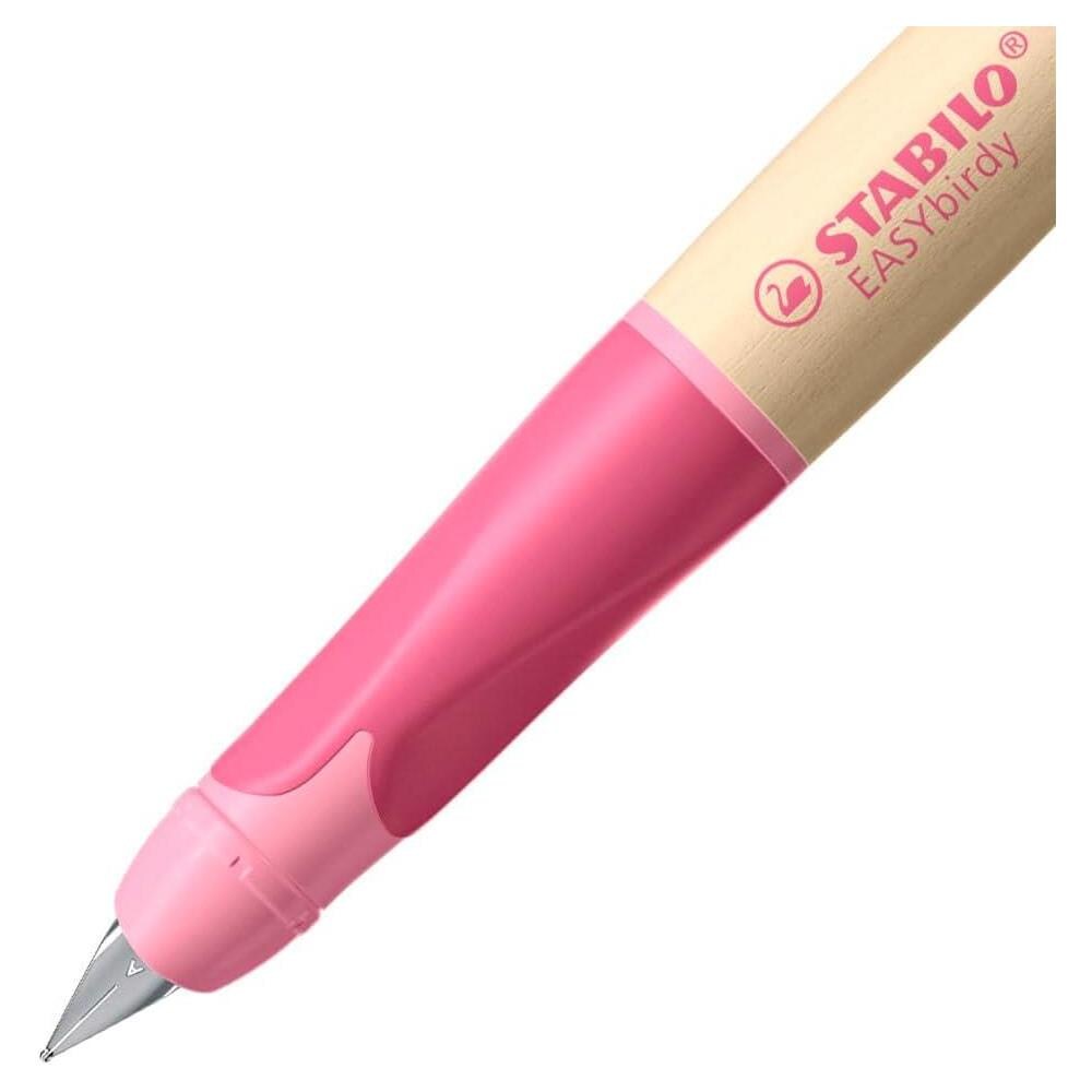 EASYbirdy Timber - Penna Stilografica Ergonomica - Rosa - per Destrimani - Punta Principiante - Cartuccia Blu inclusa - Foto 2