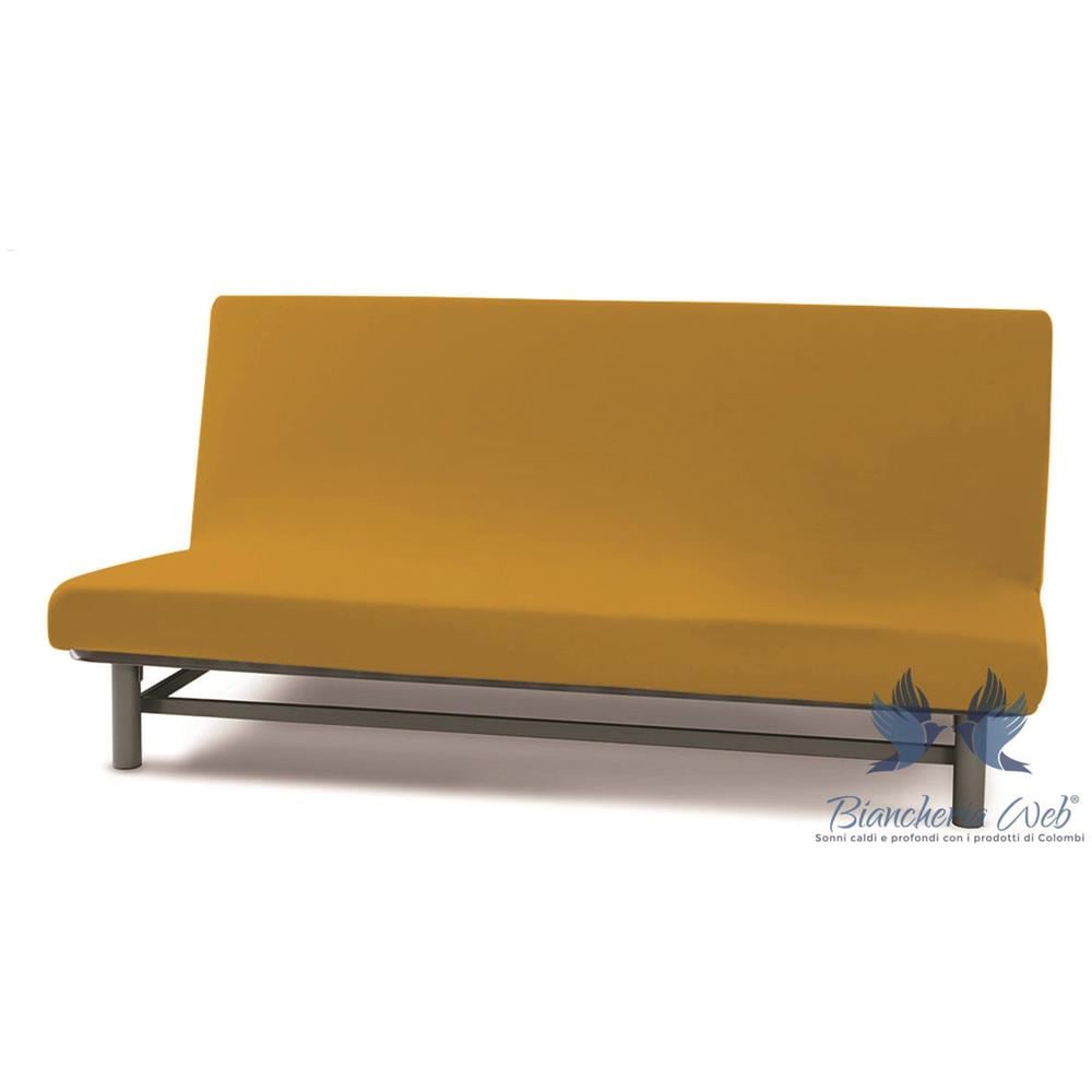 Copridivano Genius Queen Senza Braccioli In Tinta Unita 2 Posti Senape 1008 - Foto 2