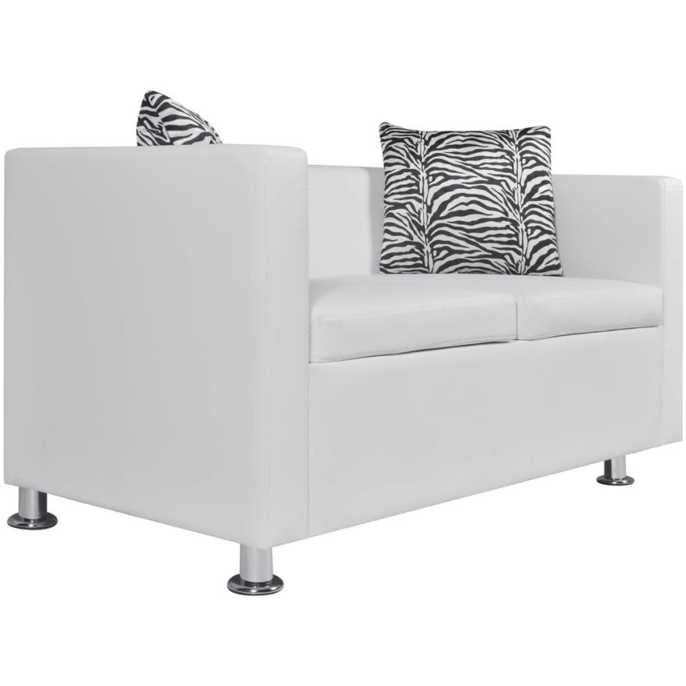 Divano a 2 Posti in Similpelle Bianco 120 x 62,5 x 63 cm - Foto 2