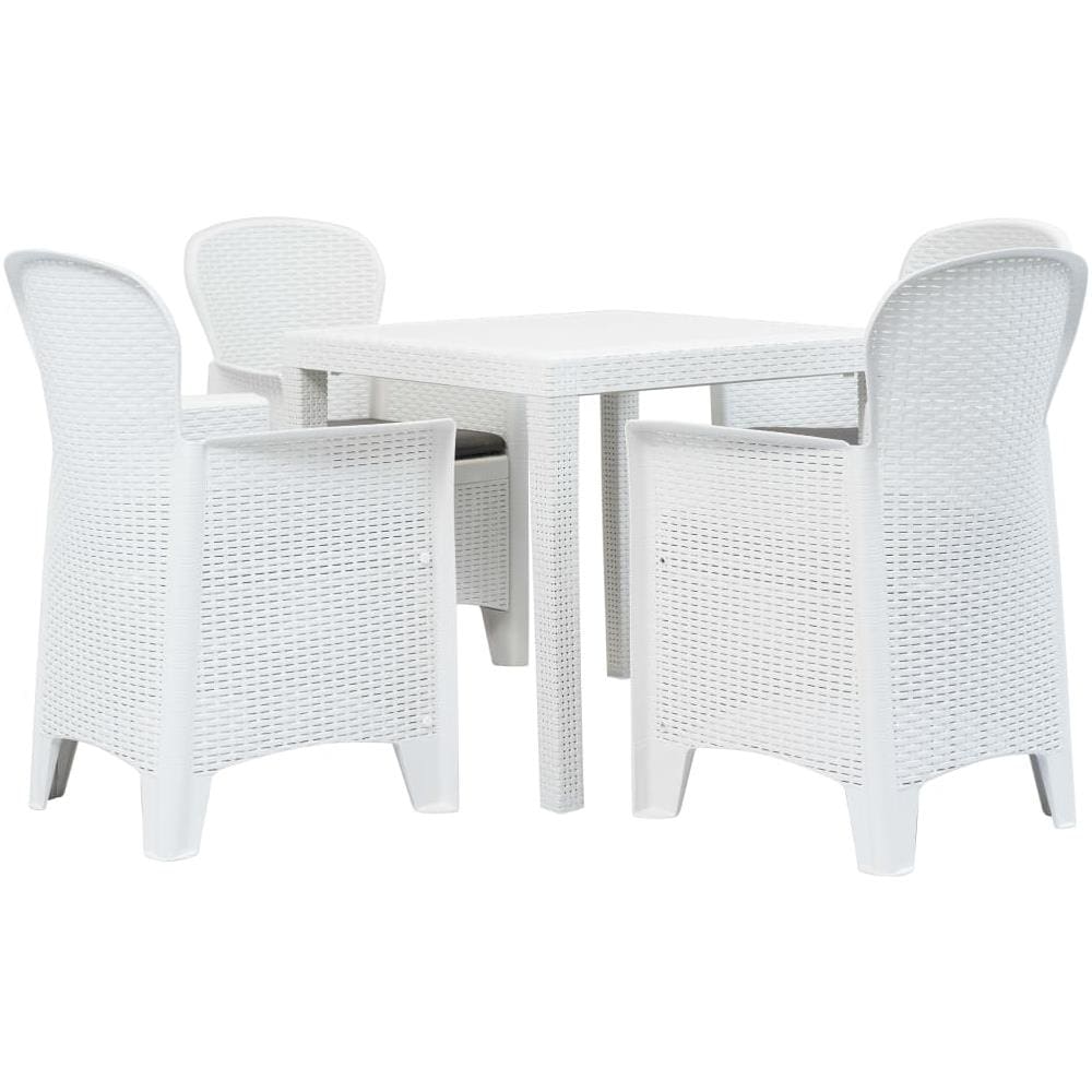 Set Pranzo Da Giardino 5 Pz In Plastica Stile Rattan Bianco - Foto 1