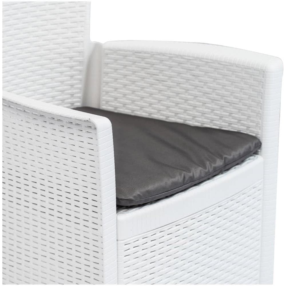 Set Pranzo Da Giardino 5 Pz In Plastica Stile Rattan Bianco - Foto 10