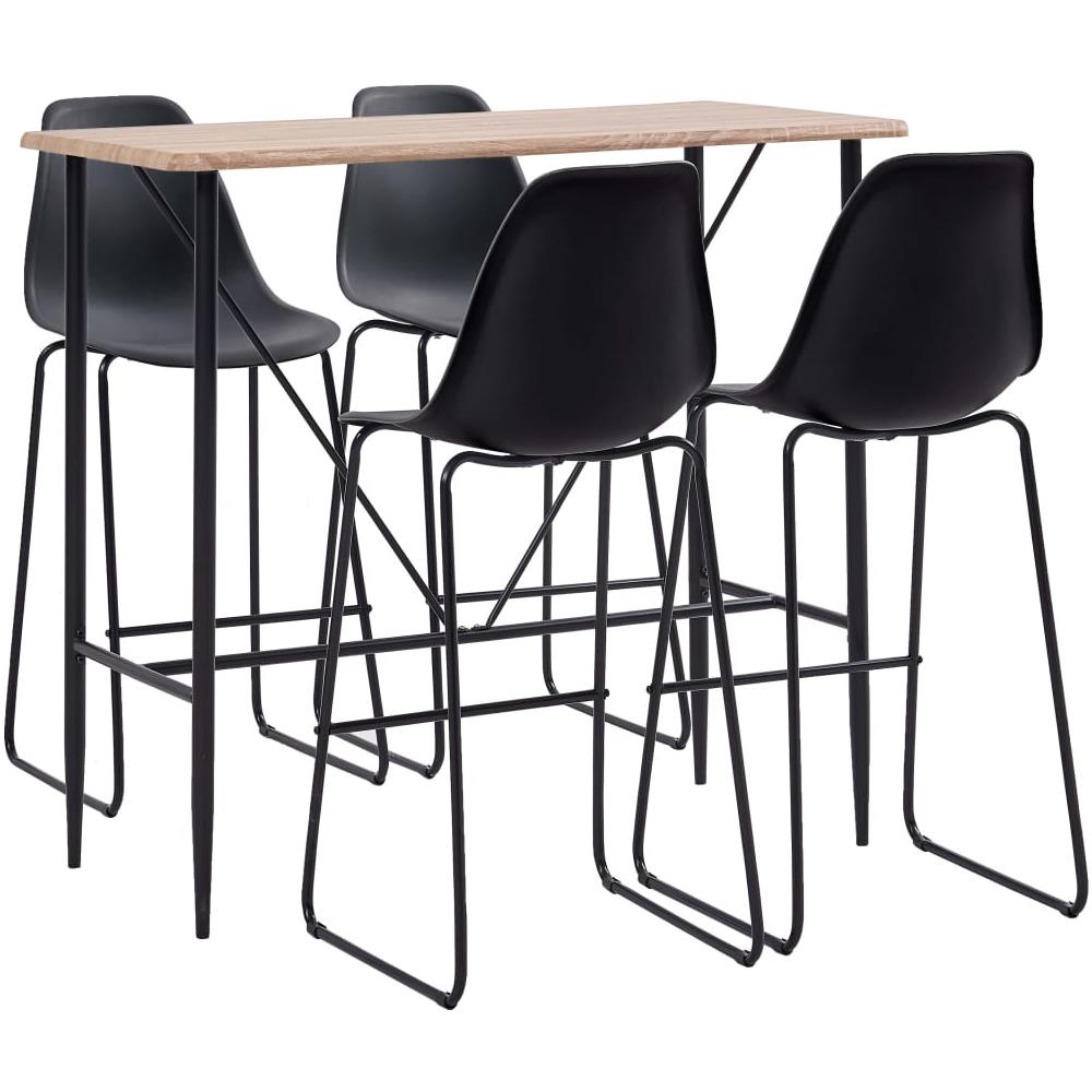 MOONAIRY Set Da Bar 3 Pz In Legno E Acciaio Antracite,Set Di - 5