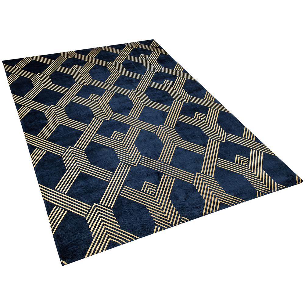 Tappeto A Pelo Corto Blu Marino / oro 160 X 230 Cm Vekse - Foto 1