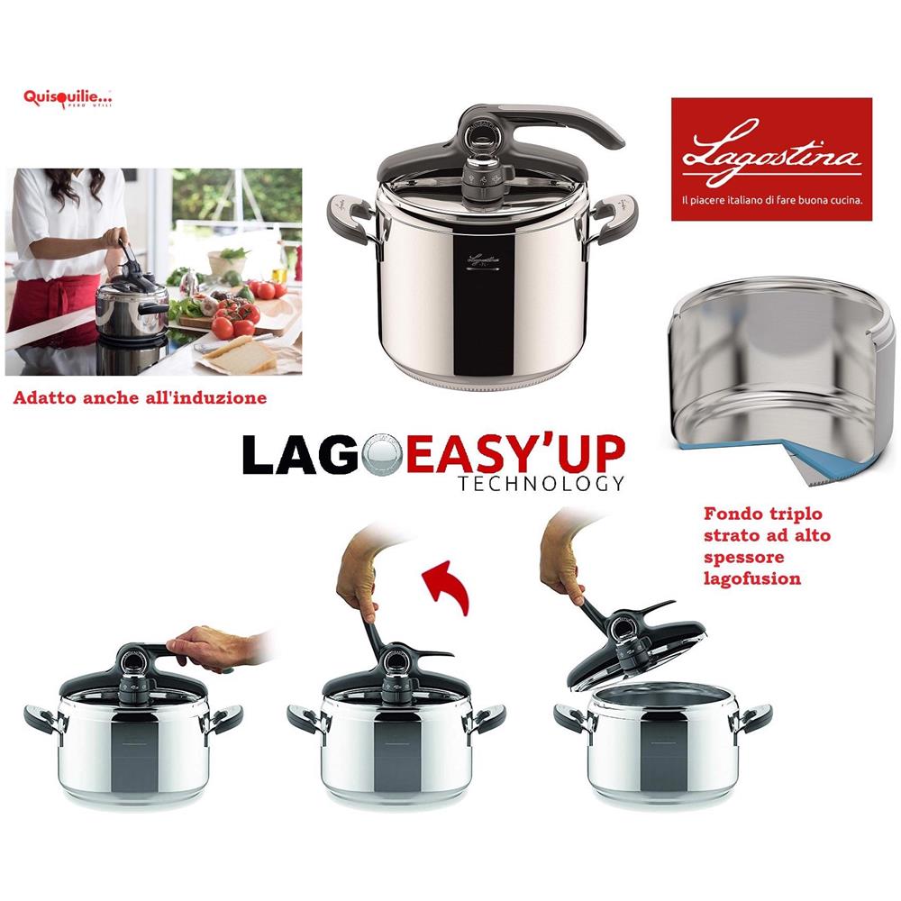 Pentola A Pressione Novia Lagoeasy'up Lagofusion, Acciaio Inox 18/10, 3,5 - 5 - 7 Lt, Made In Italy - 7 - Foto 2