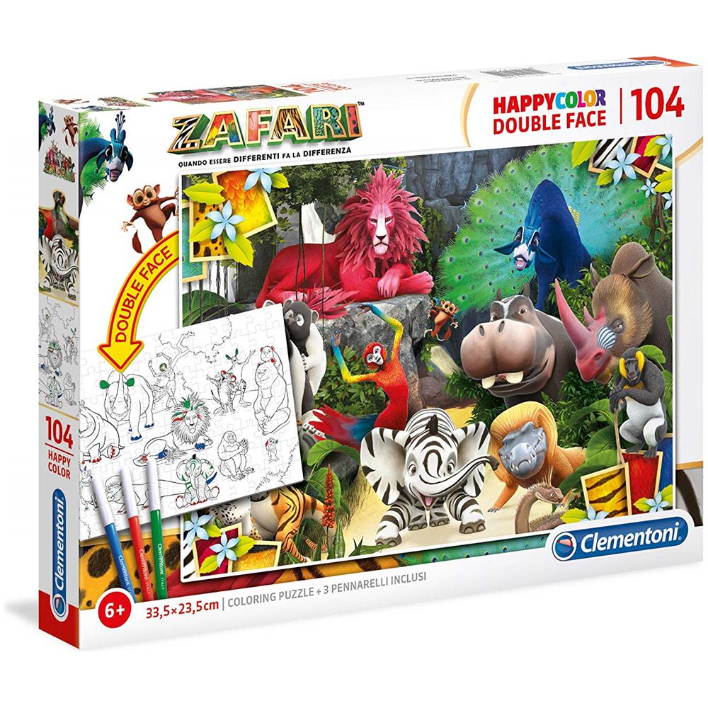 CLM25701 Puzzle da 104 pezzi - Supercolor: Zafari, Double Face con pennarelli - Foto 1