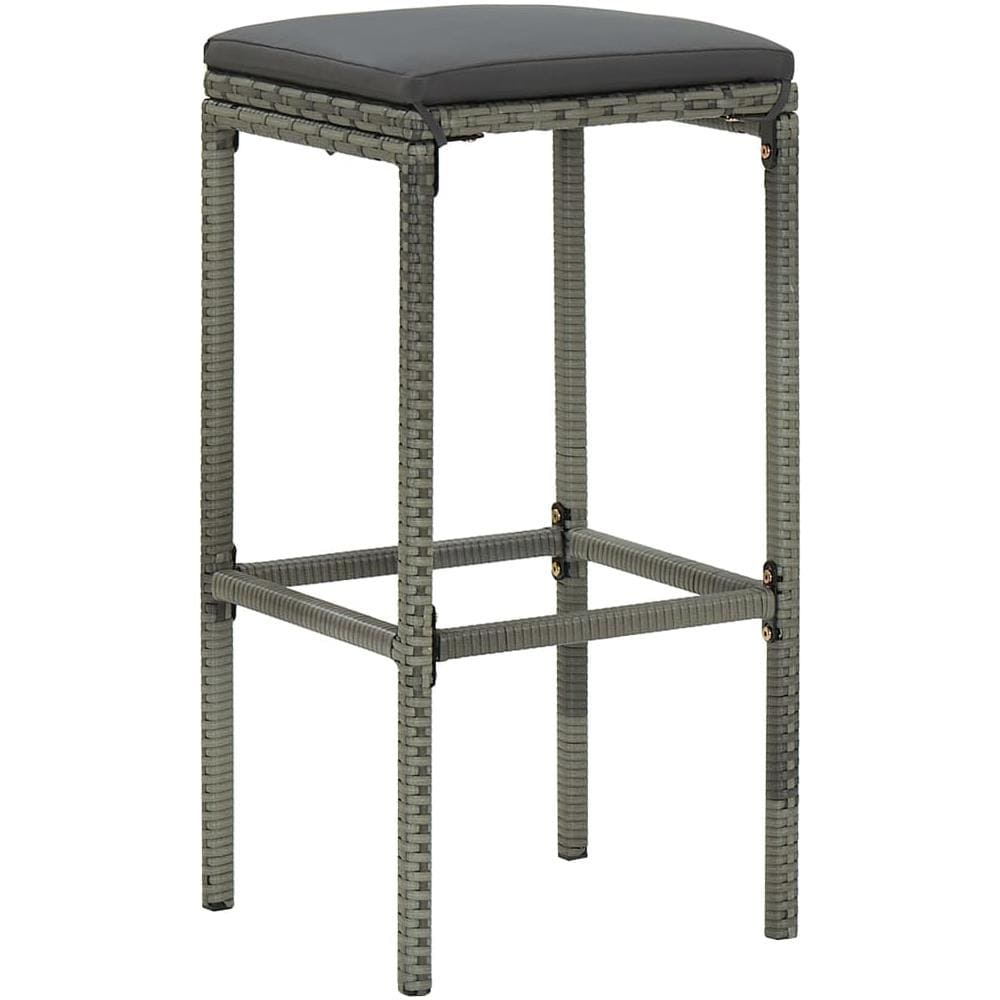Set Bar Da Giardino 4pz Con Cuscini In Polyrattan Grigio - Foto 7