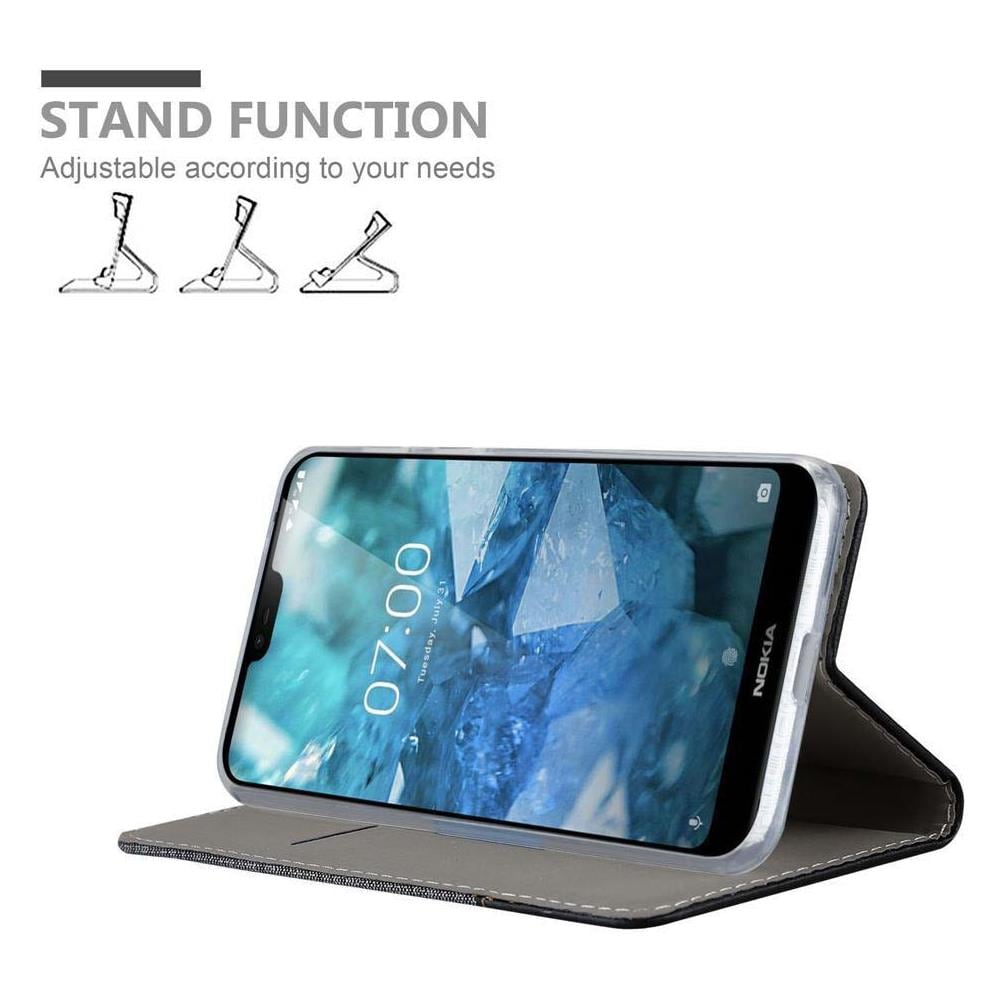 Custodia Compatibile Con Nokia 7.1 2018 In Grigio Nero - Coperchio Protettiva Con Chiusura Magnetica, Funzione Stand E Tasca Per Le Carte - Foto 2