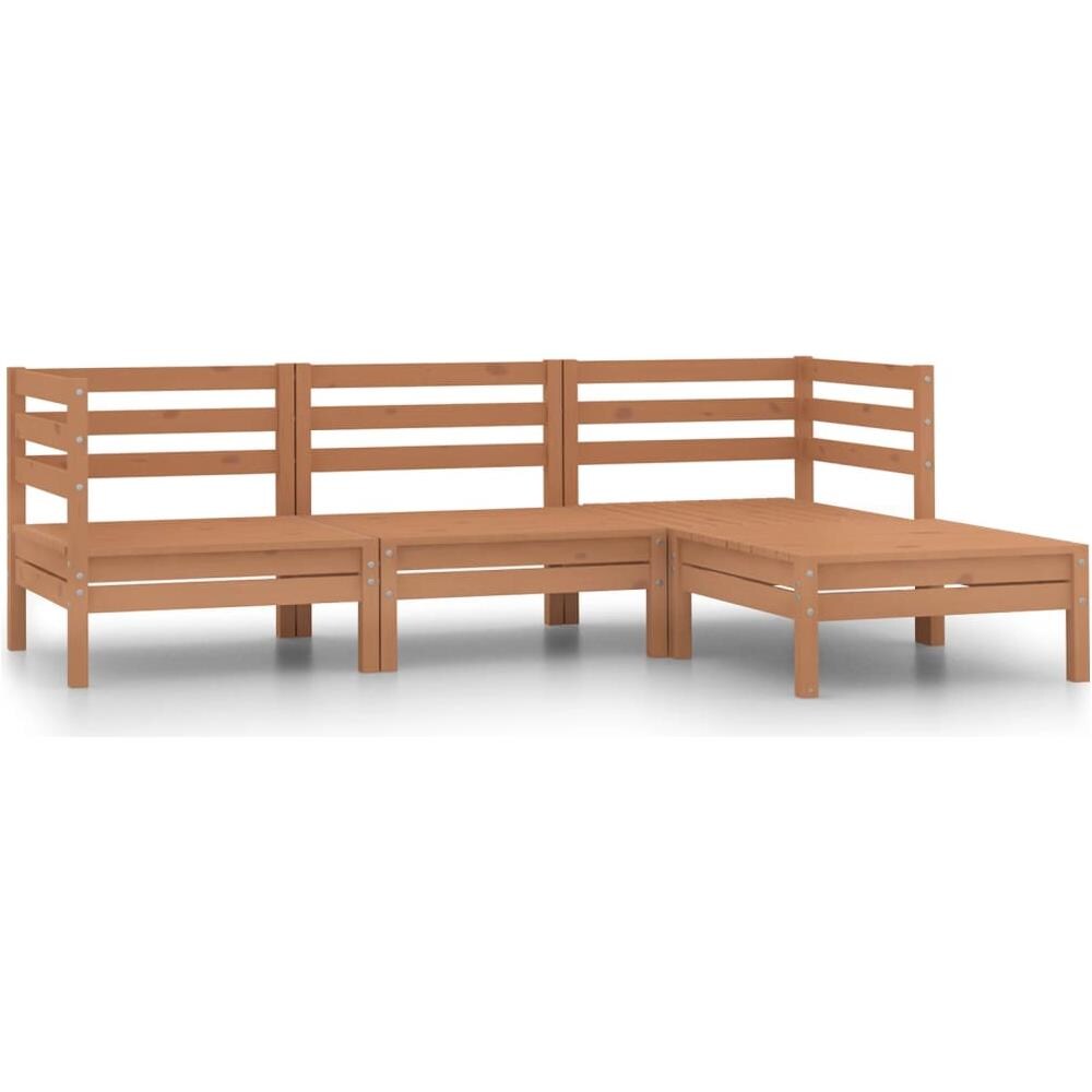 Set Divani Da Giardino 4 Pz In Legno Massello Di Pino Miele - Foto 1