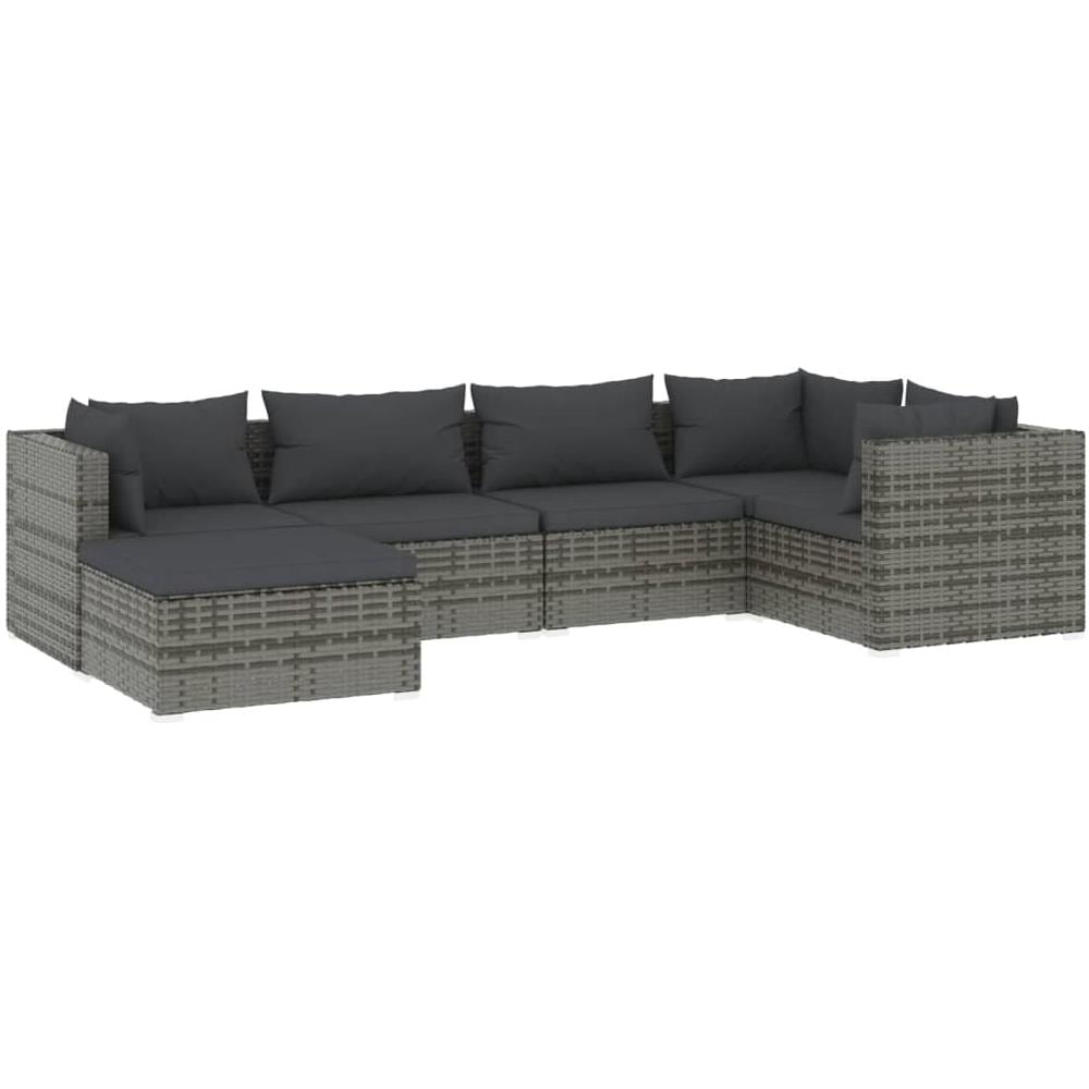 Set Divani Da Giardino 6 Pz Con Cuscini In Polyrattan Grigio - Foto 1