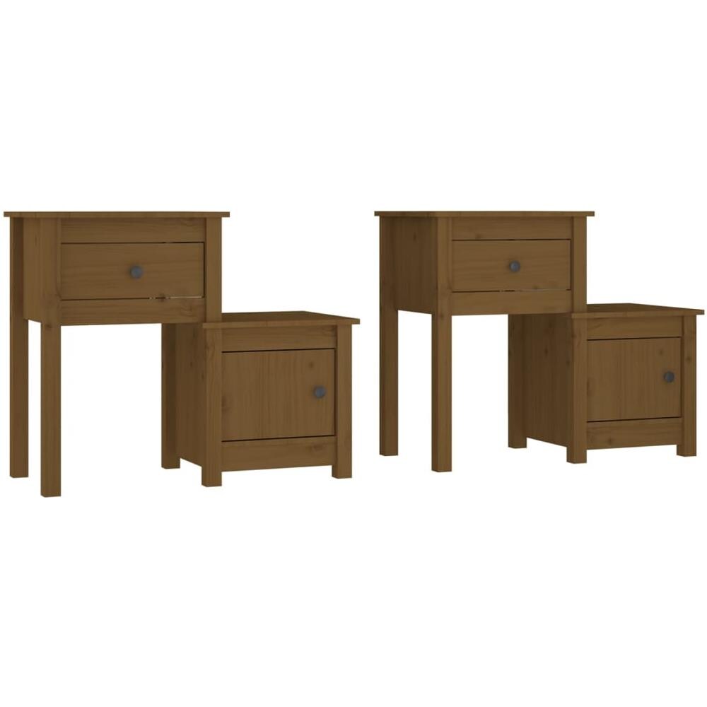 Comodini 2 Pz Miele 79,5x38x65,5 Cm In Legno Massello Di Pino - Foto 2