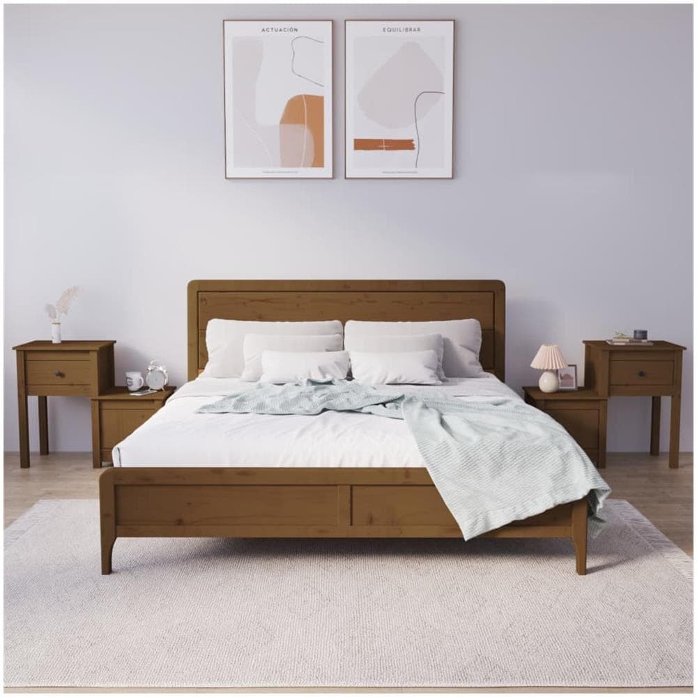 Comodini 2 Pz Miele 79,5x38x65,5 Cm In Legno Massello Di Pino - Foto 1