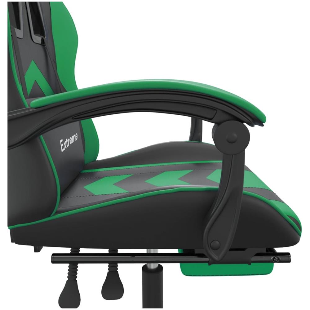 Sedia Da Gaming Con Poggiapiedi Nero E Verde In Similpelle - Foto 1