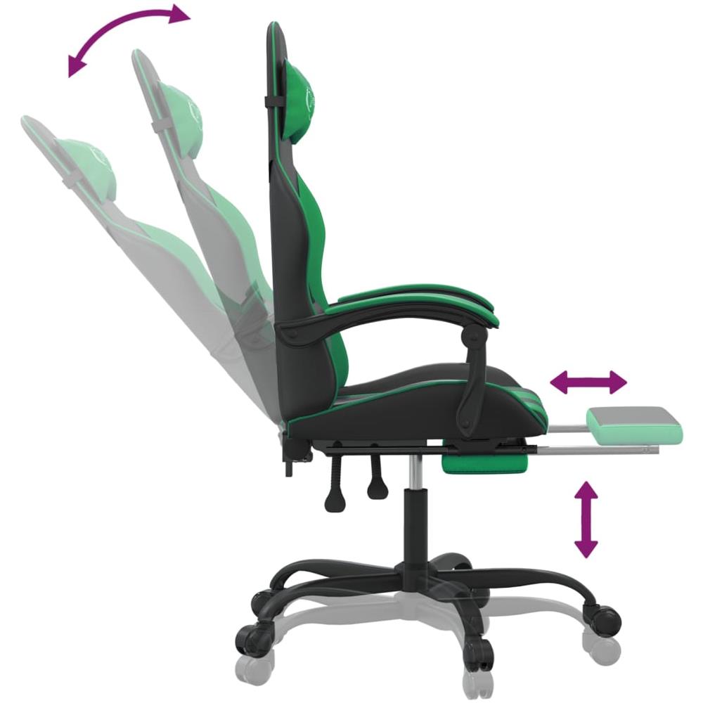 Sedia Da Gaming Con Poggiapiedi Nero E Verde In Similpelle - Foto 3