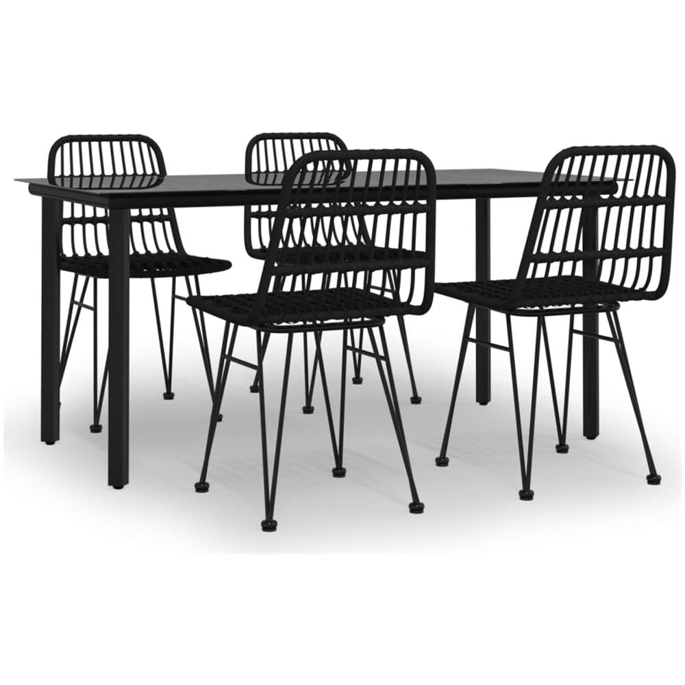 Set Da Pranzo Da Giardino 5 Pz Nero In Polyrattan - Foto 2
