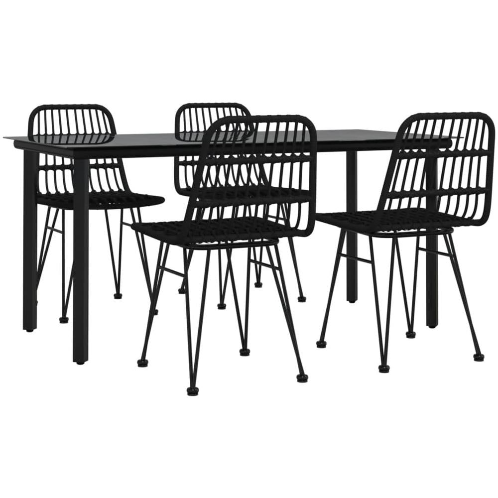 Set Da Pranzo Da Giardino 5 Pz Nero In Polyrattan - Foto 3