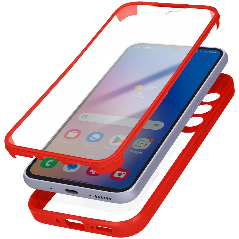Cover 360° Per Galaxy A34 5g Retro Rigido Protezione Schermo Flessibile Rosso - Foto 5