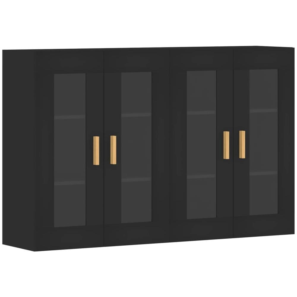 Armadietti A Parete 2 Pz Neri In Legno Multistrato - Foto 2