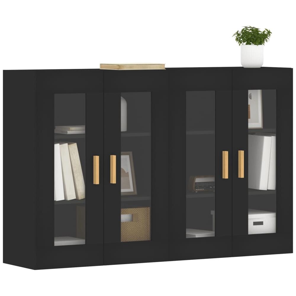 Armadietti A Parete 2 Pz Neri In Legno Multistrato - Foto 3