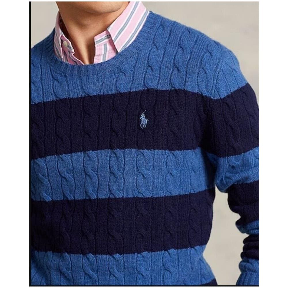 Pullover Ralph Lauren Uomo Trecce Motivo A Righe Tg M - Foto 5